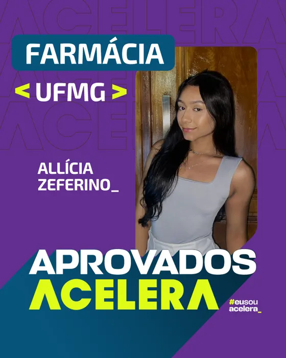 Allícia Zeferino · Farmácia · UFMG Allícia Zeferino, aprovação em Farmácia · UFMG