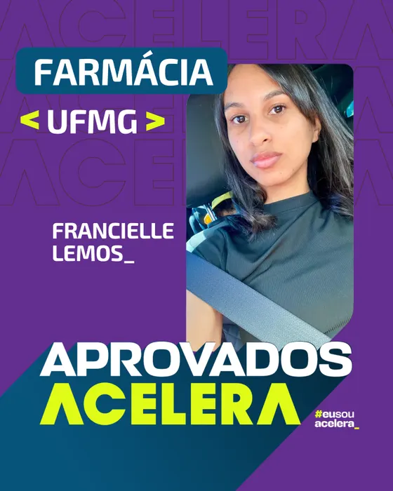 Francielle Lemos · Farmácia · UFMG Francielle Lemos, aprovação em Farmácia · UFMG